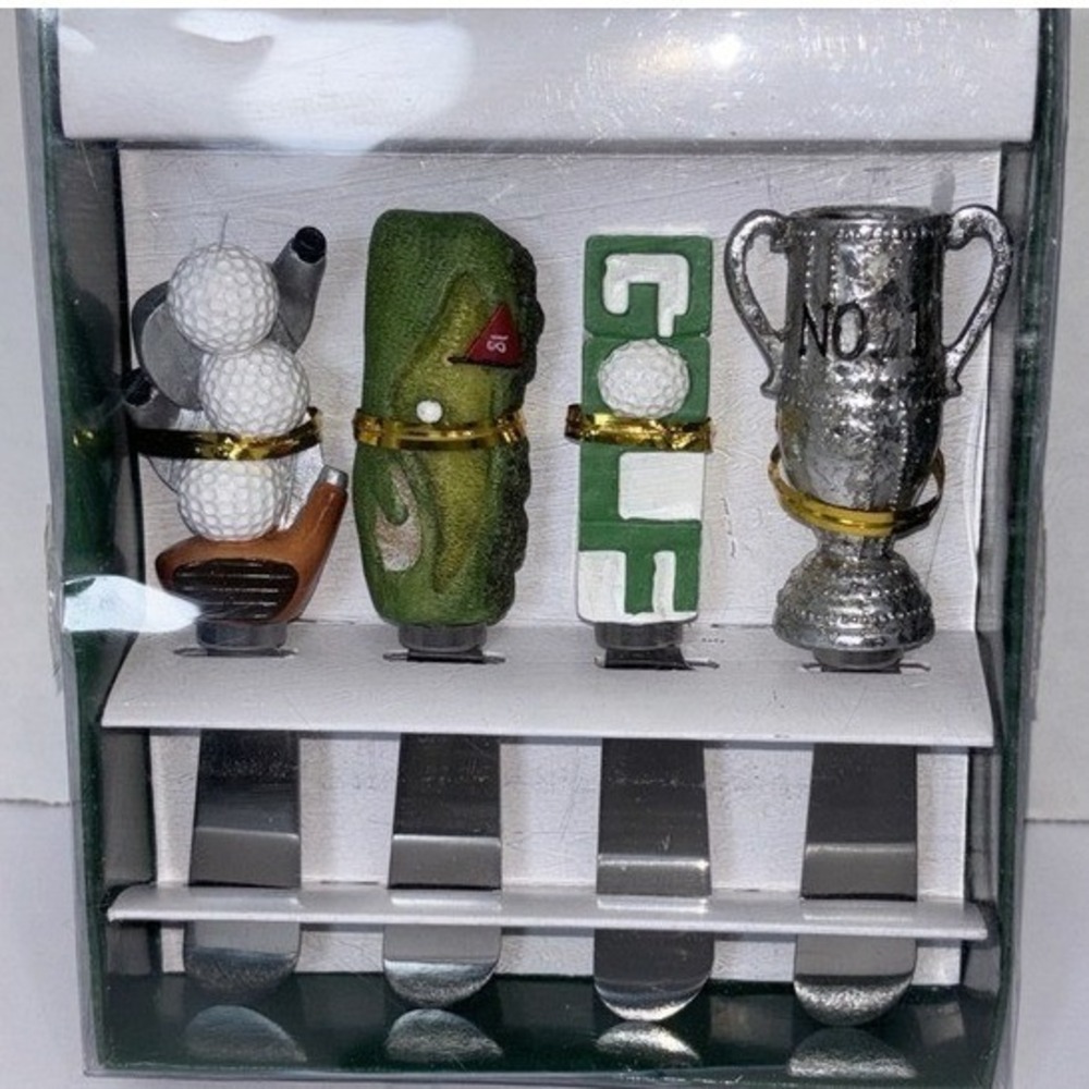 Crossroads Golf Themed Cheese Spreader Set 4 Piece Stainless Steel Resin Handles